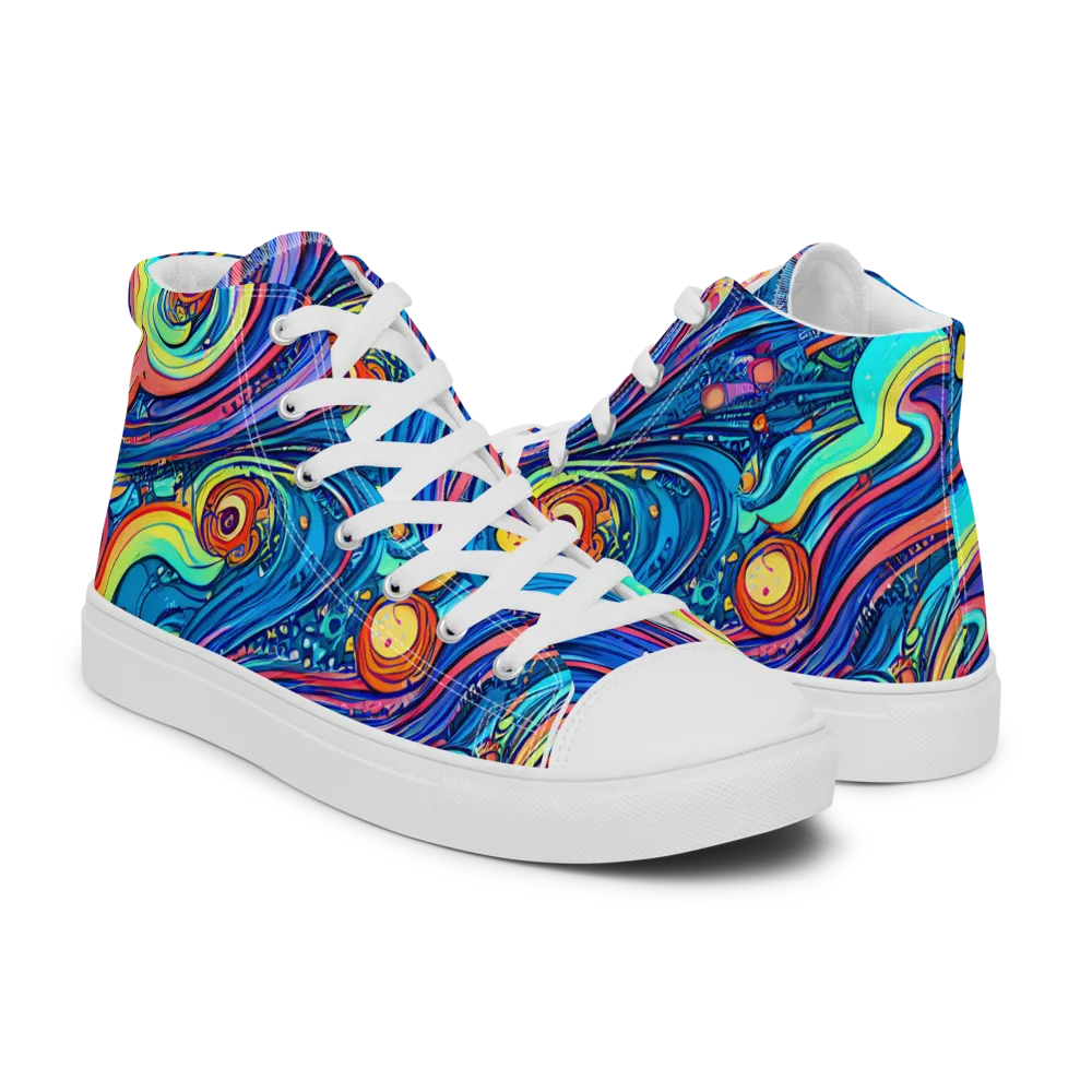 Echoes of Vortex on Men's High Top Canvas Shoes — Right