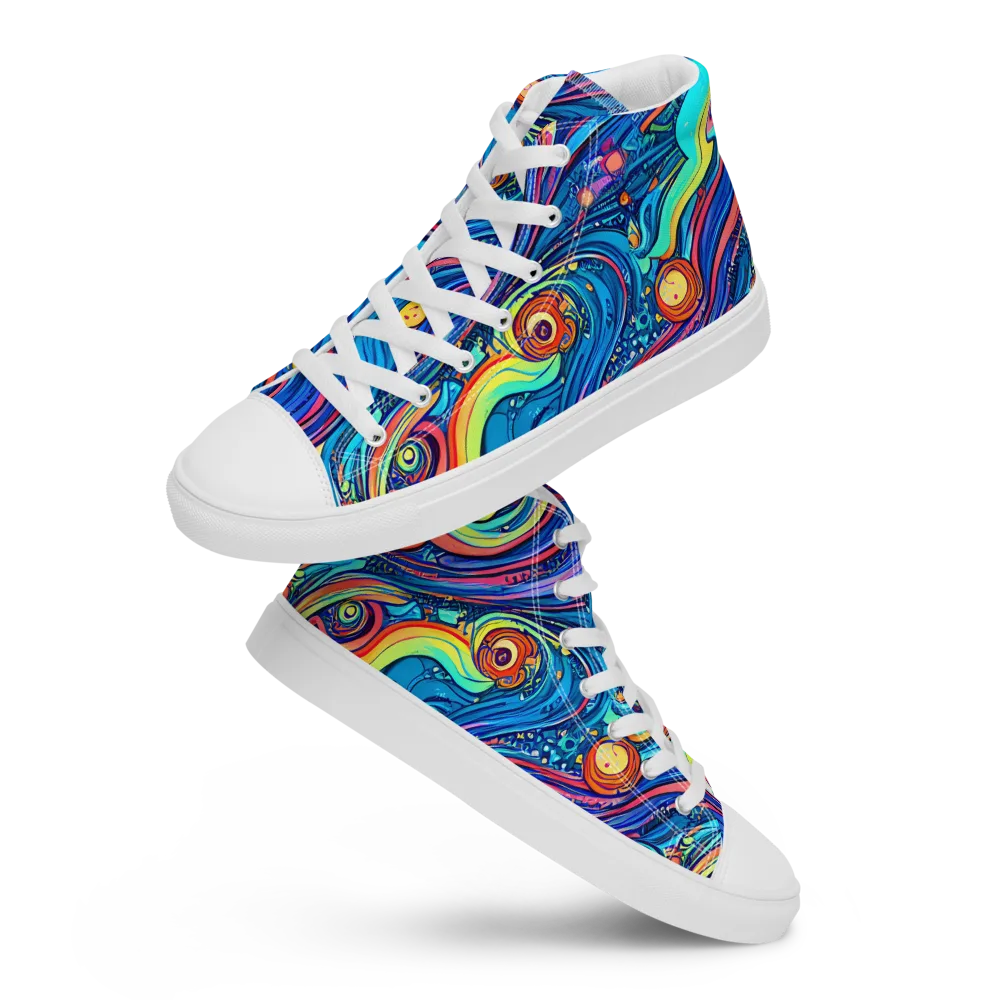Echoes of Vortex on Men's High Top Canvas Shoes — Front
