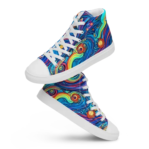 Echoes of Vortex on a Men's High Top Canvas Shoes