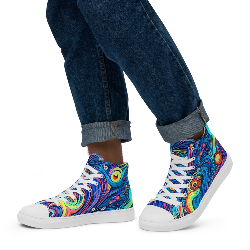 Echoes of Vortex on Men's High Top Canvas Shoes — Left