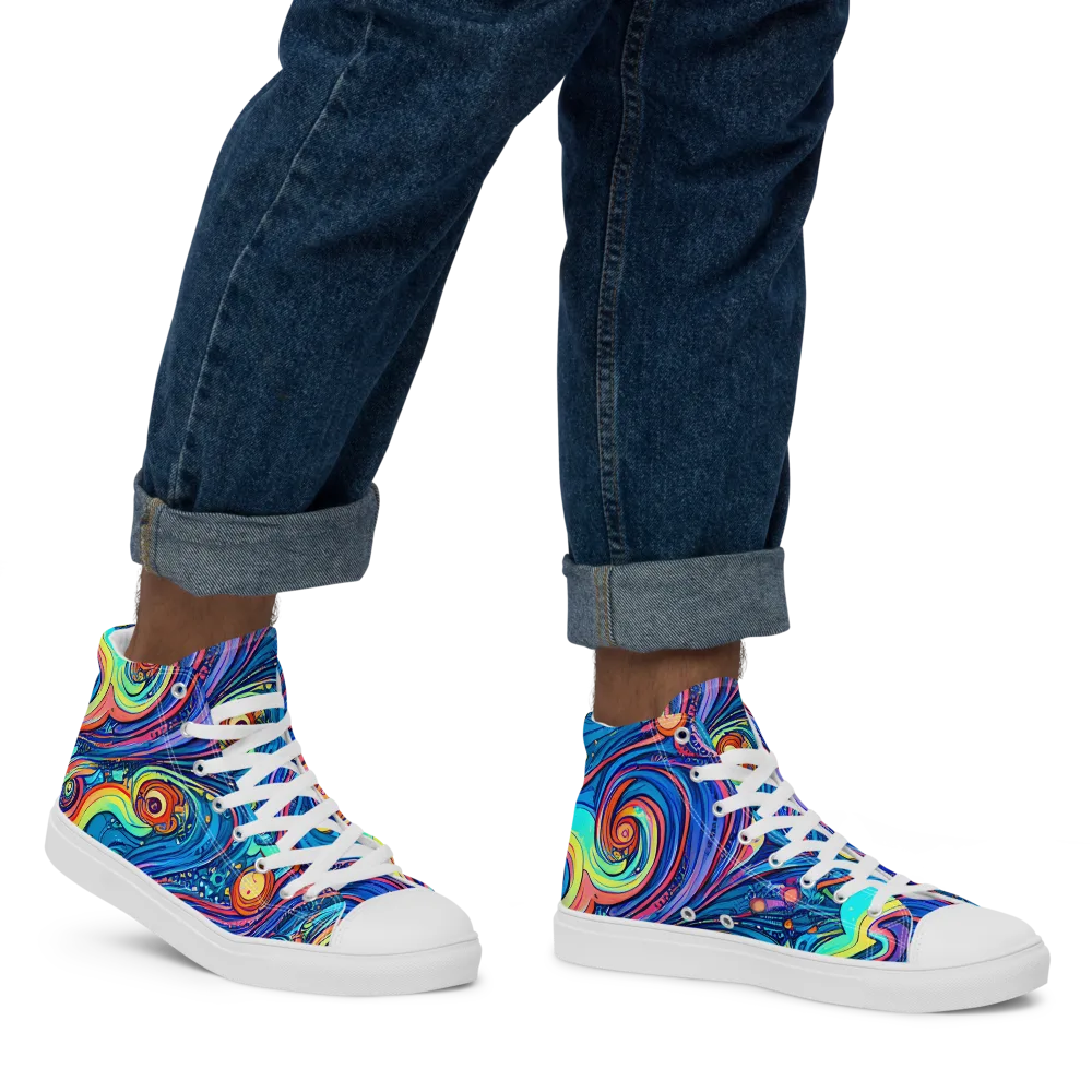 Echoes of Vortex on Men's High Top Canvas Shoes — Right
