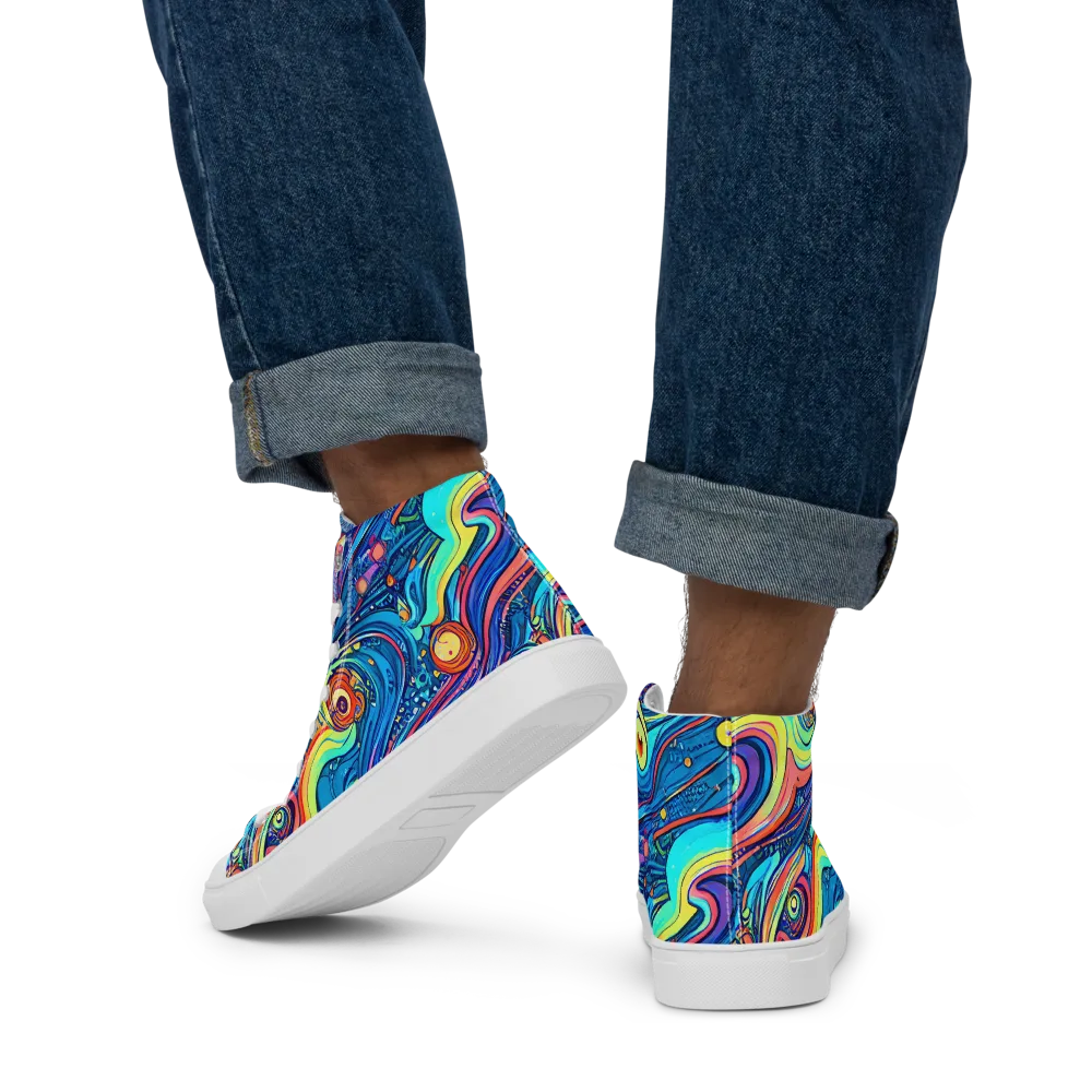 Echoes of Vortex on Men's High Top Canvas Shoes — Back