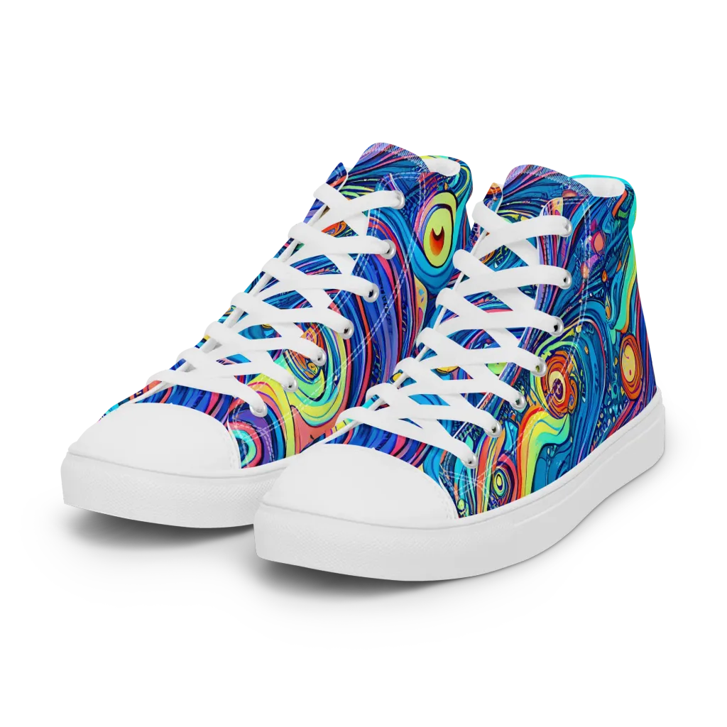Echoes of Vortex on Women's High Top Canvas Shoes — Left Front