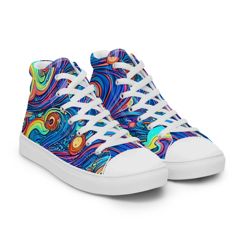 Echoes of Vortex on Women's High Top Canvas Shoes — Right Front