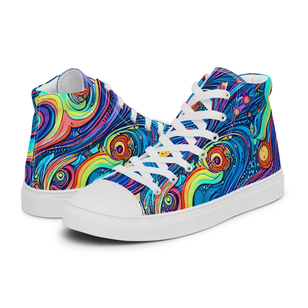Echoes of Vortex on Women's High Top Canvas Shoes — Left