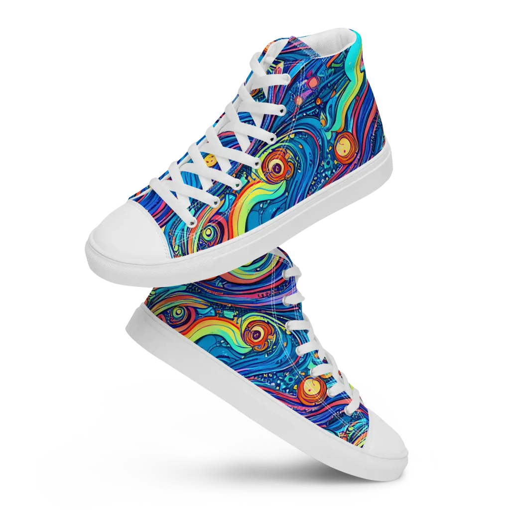 Echoes of Vortex on Women's High Top Canvas Shoes — Front