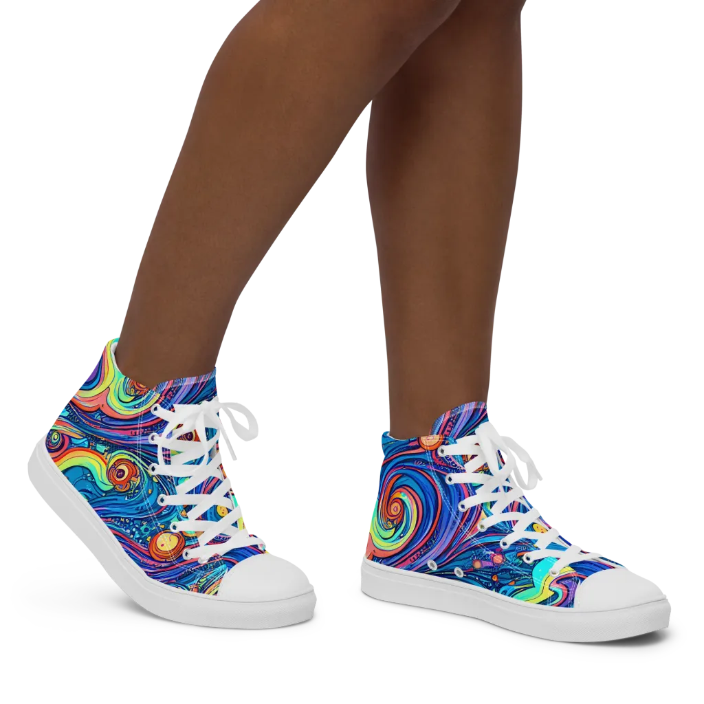 Echoes of Vortex on Women's High Top Canvas Shoes — Right