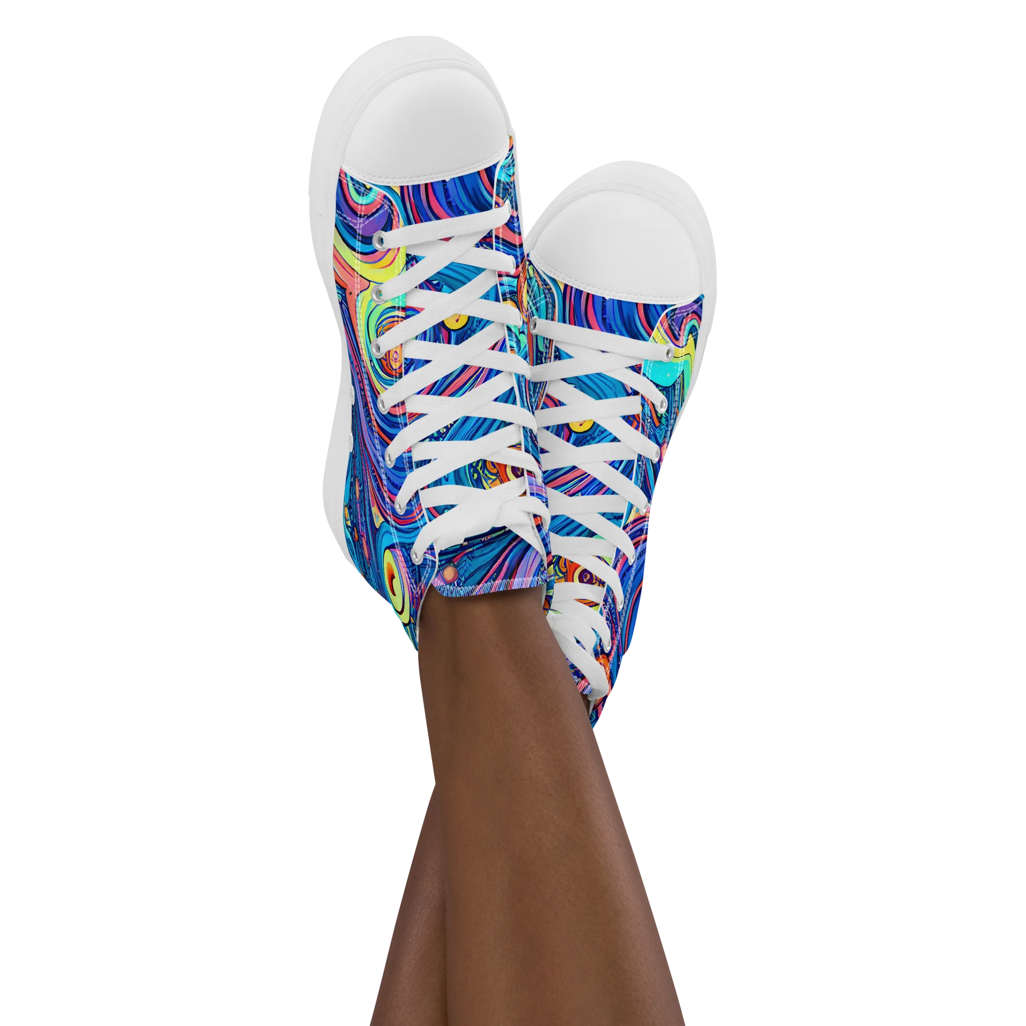 Echoes of Vortex on Women's High Top Canvas Shoes — Front