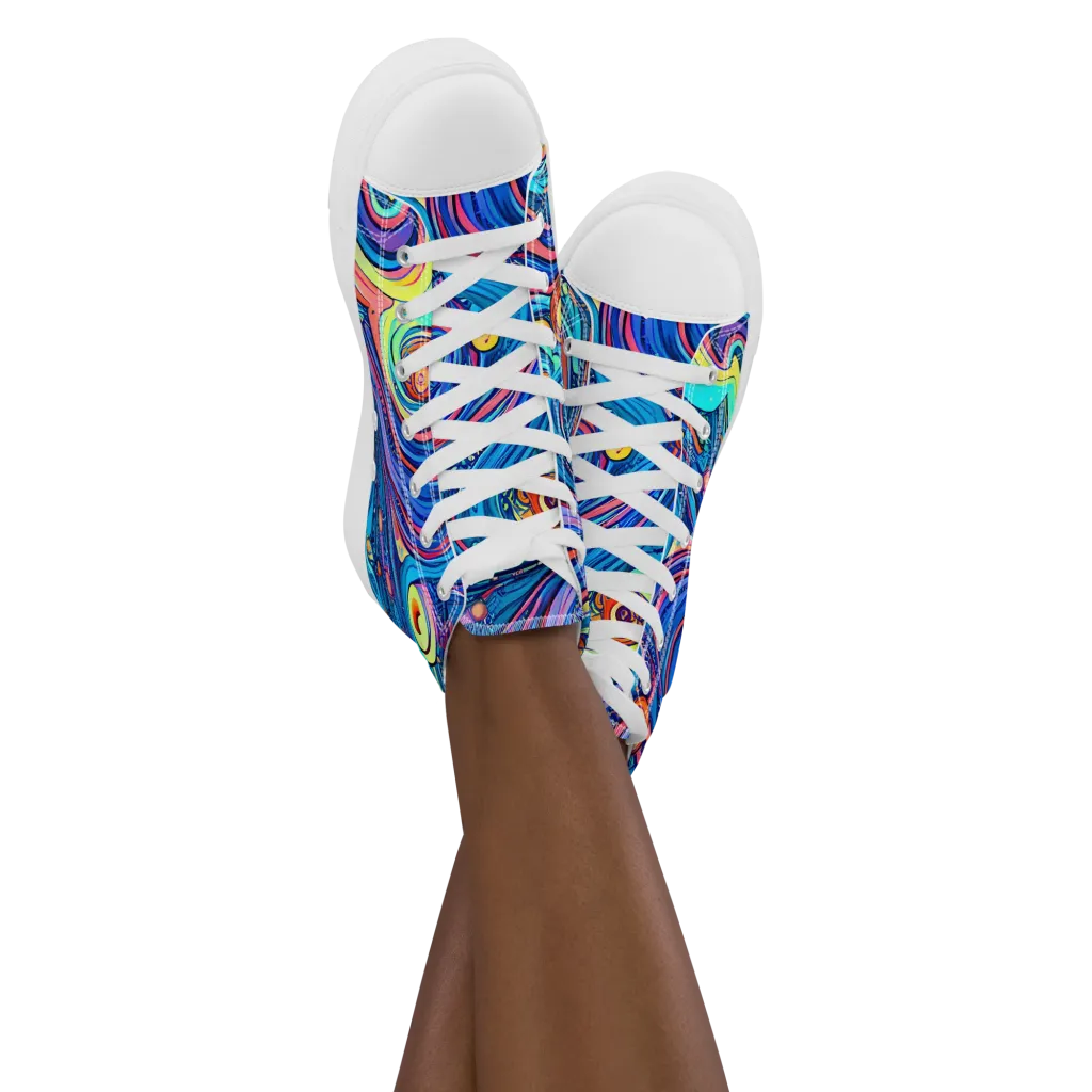 Echoes of Vortex on Women's High Top Canvas Shoes — Front