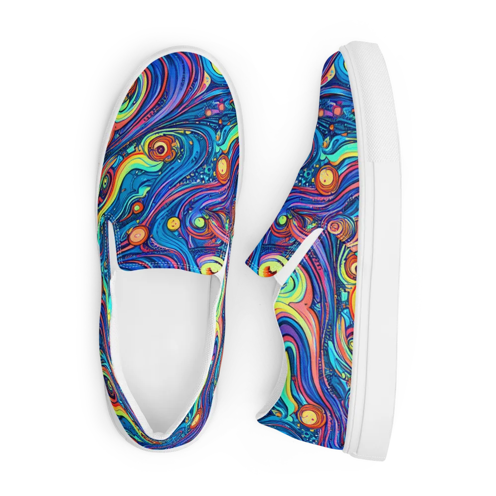 Echoes of Vortex on Men's Slip-On Canvas Shoes — Front
