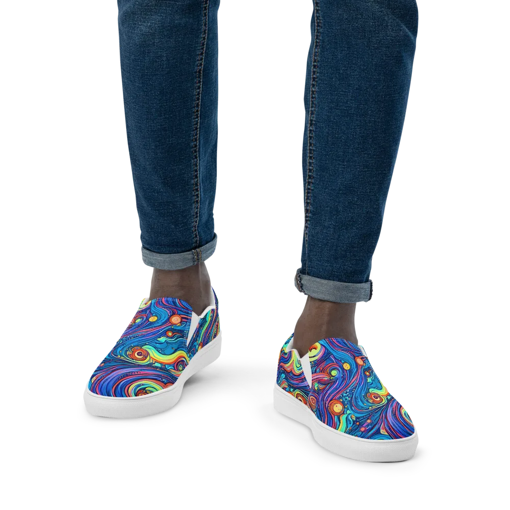 Echoes of Vortex on Men's Slip-On Canvas Shoes — Front
