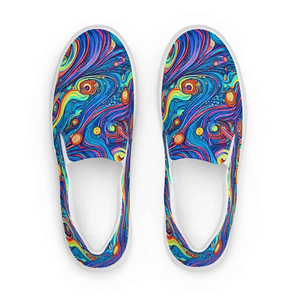 Echoes of Vortex on Women's Slip-On Canvas Shoes — Front