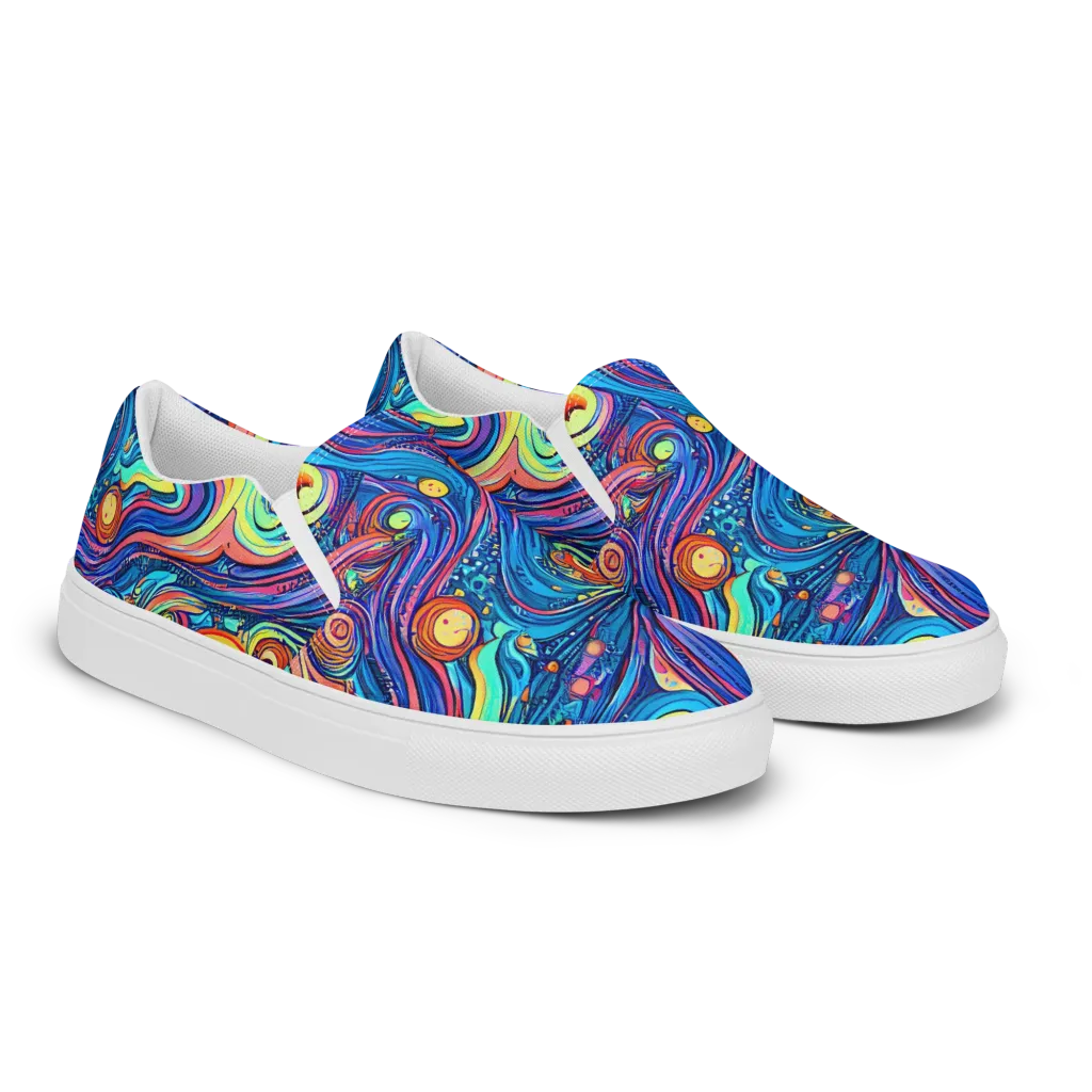 Echoes of Vortex on Women's Slip-On Canvas Shoes — Right Front
