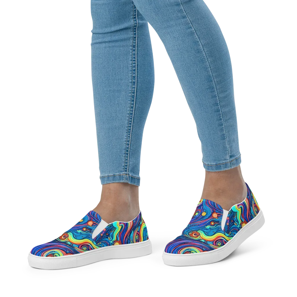 Echoes of Vortex on Women's Slip-On Canvas Shoes — Front