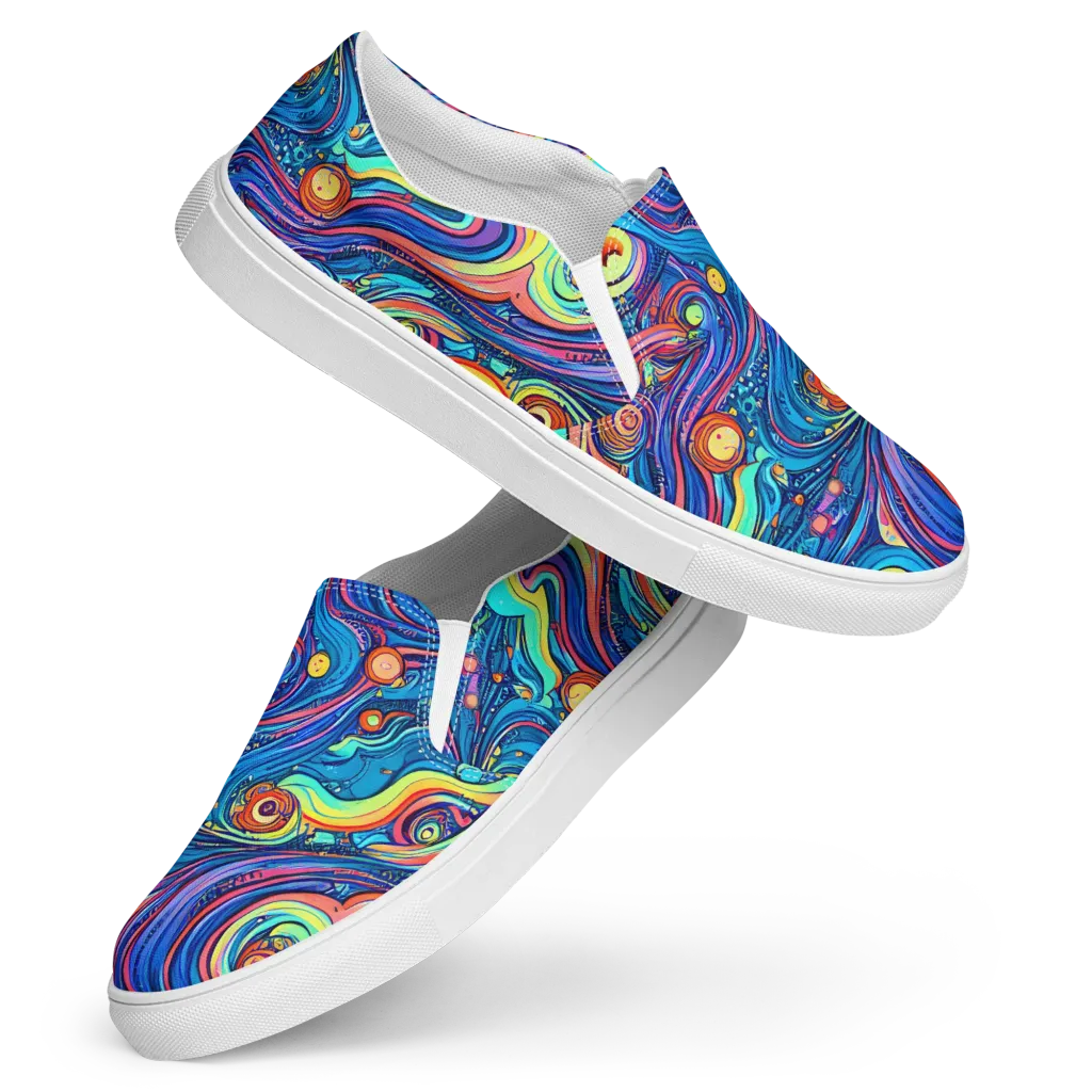 Echoes of Vortex on Women's Slip-On Canvas Shoes — Front
