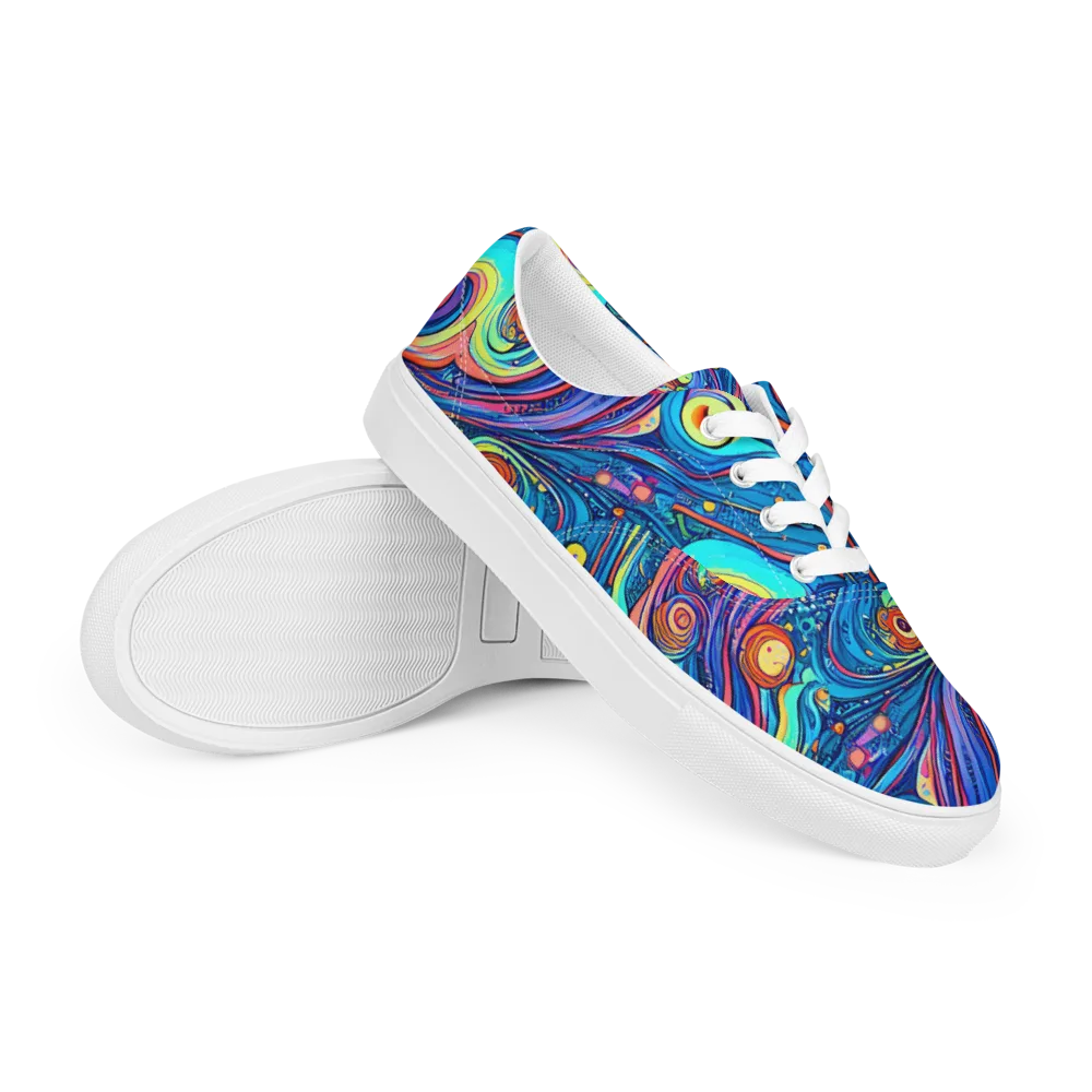 Echoes of Vortex on Men's Lace-Up Canvas Shoes — Right Front