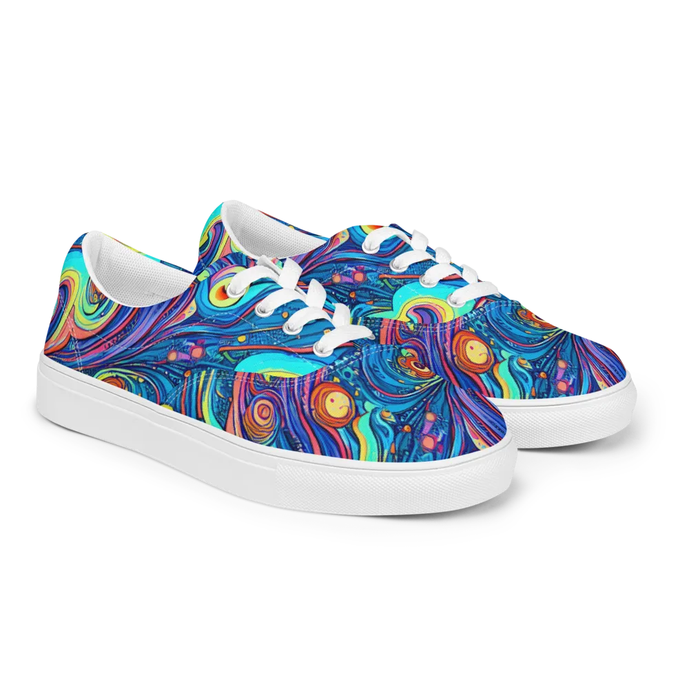 Echoes of Vortex on Men's Lace-Up Canvas Shoes — Right Front
