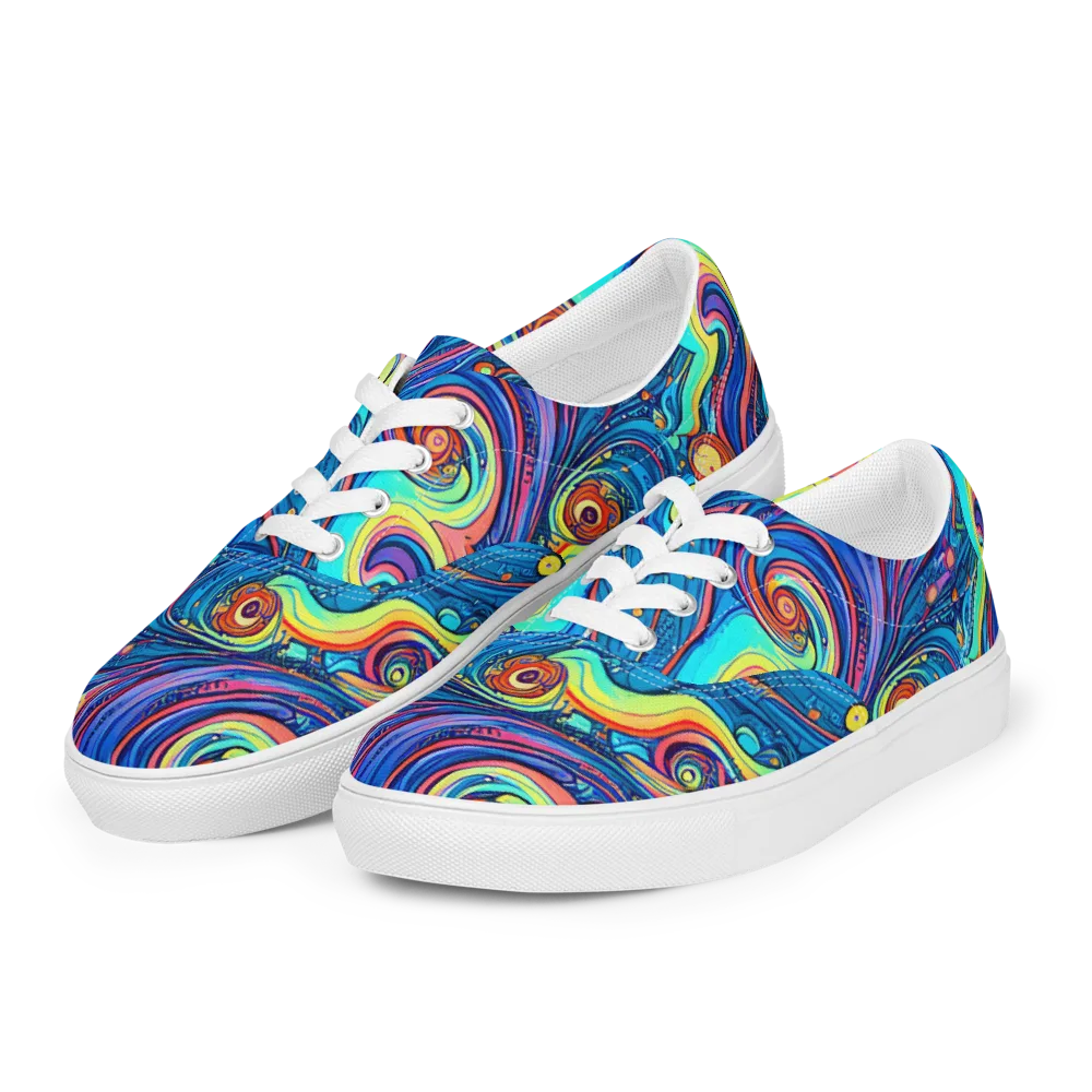 Echoes of Vortex on Men's Lace-Up Canvas Shoes — Left Front