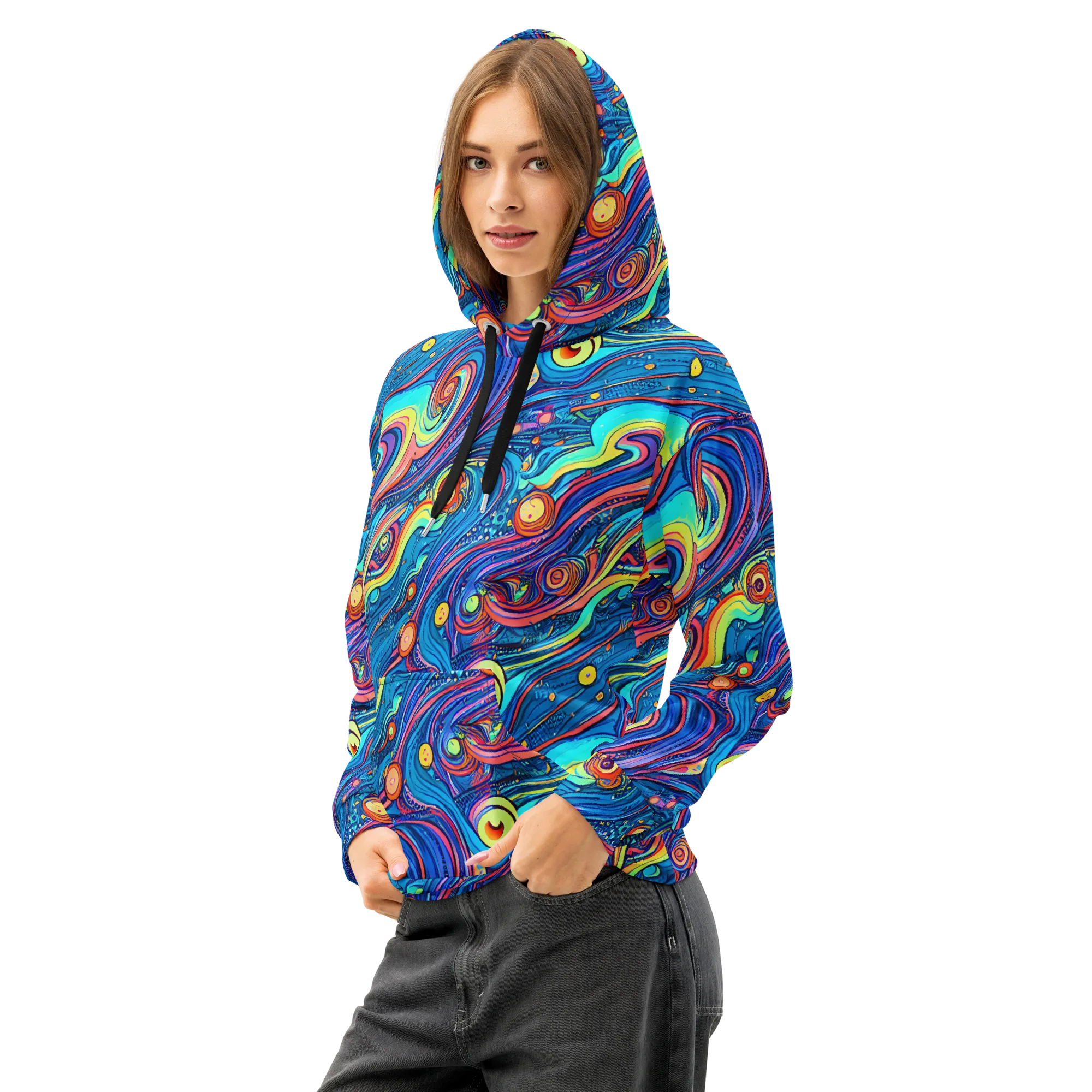 Echoes of Vortex on Cotton Hoodie — Left Front