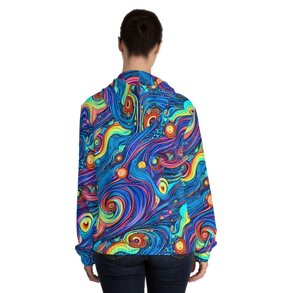 Echoes of Vortex on Women's Full-Zip Hoodie — Back On Person