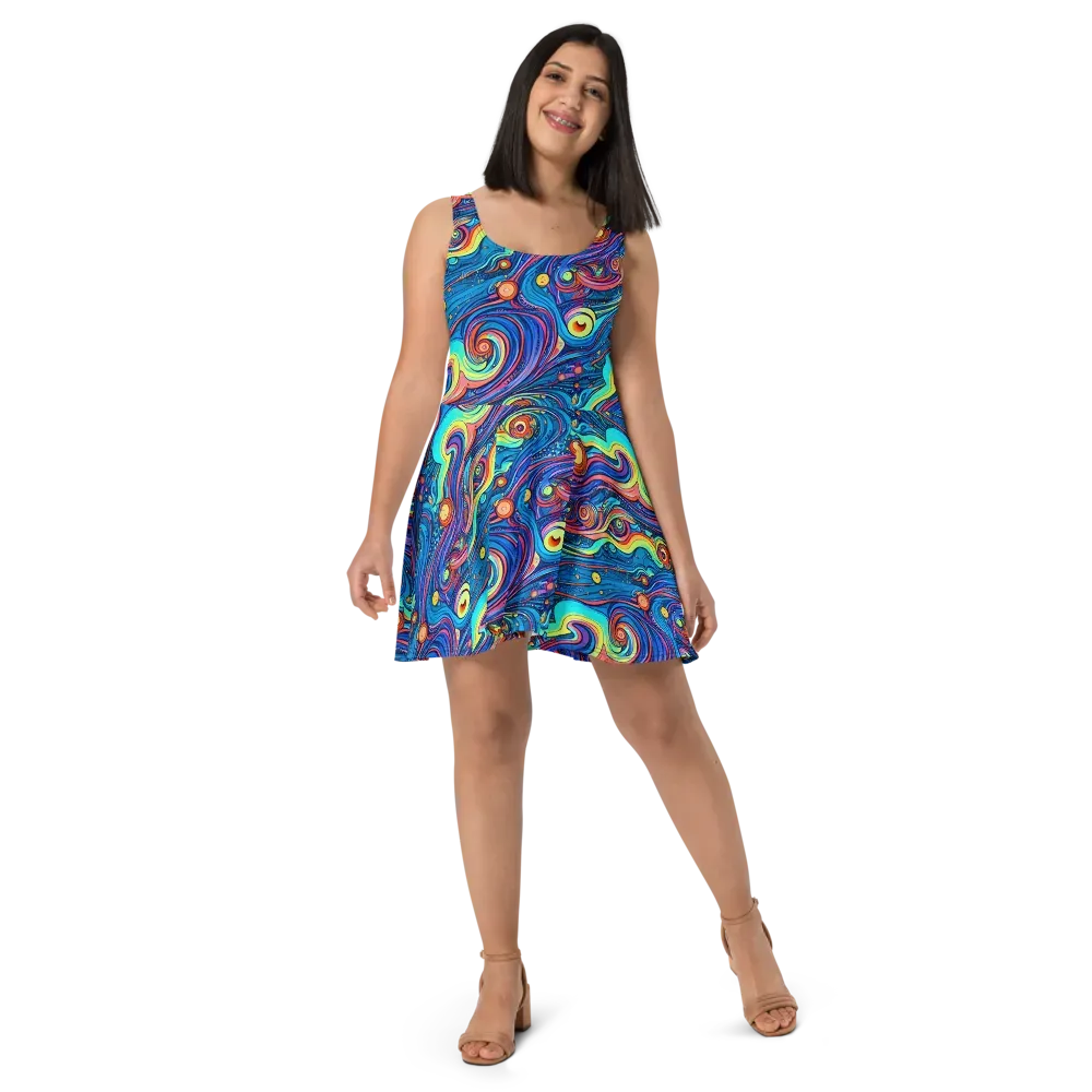 Echoes of Vortex on Skater Dress — Front