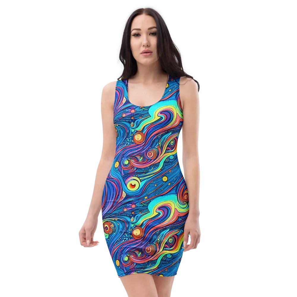 Echoes of Vortex on Bodycon Dress — Front