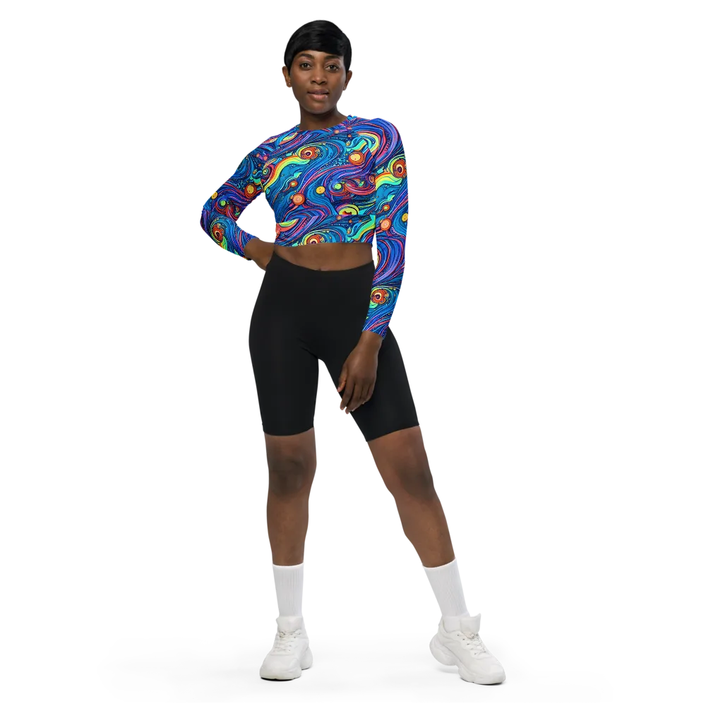 Echoes of Vortex on Long Sleeve Crop Top — Front