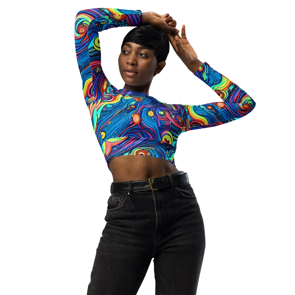 Echoes of Vortex on Long Sleeve Crop Top — Front
