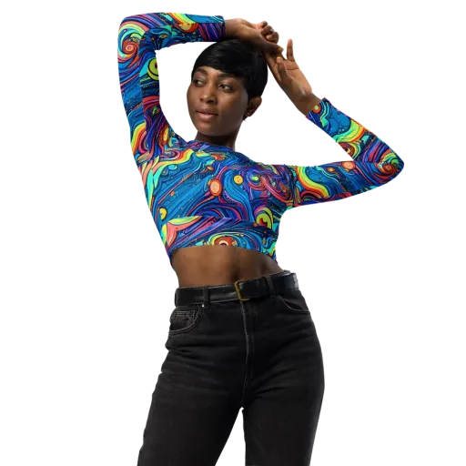 Echoes of Vortex on a Long Sleeve Crop Top