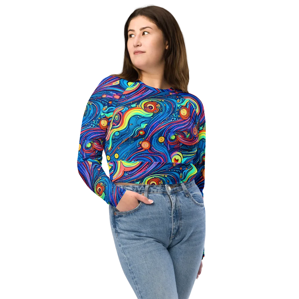 Echoes of Vortex on Long Sleeve Crop Top — Front