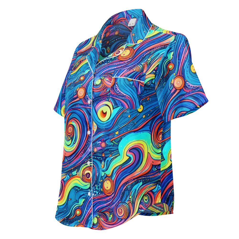 Echoes of Vortex on Women's Short Sleeve Pajama Top — Left Front