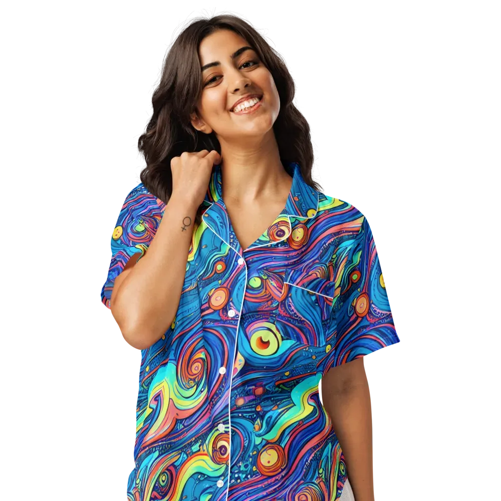 Echoes of Vortex on Women's Short Sleeve Pajama Top — Front
