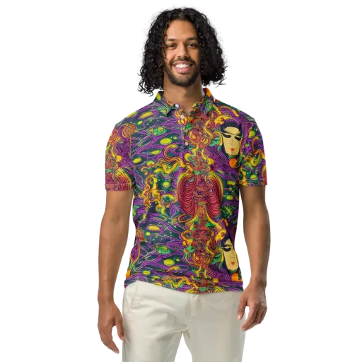 Odyssey in Color on a Men's Slim Fit Polo Shirt