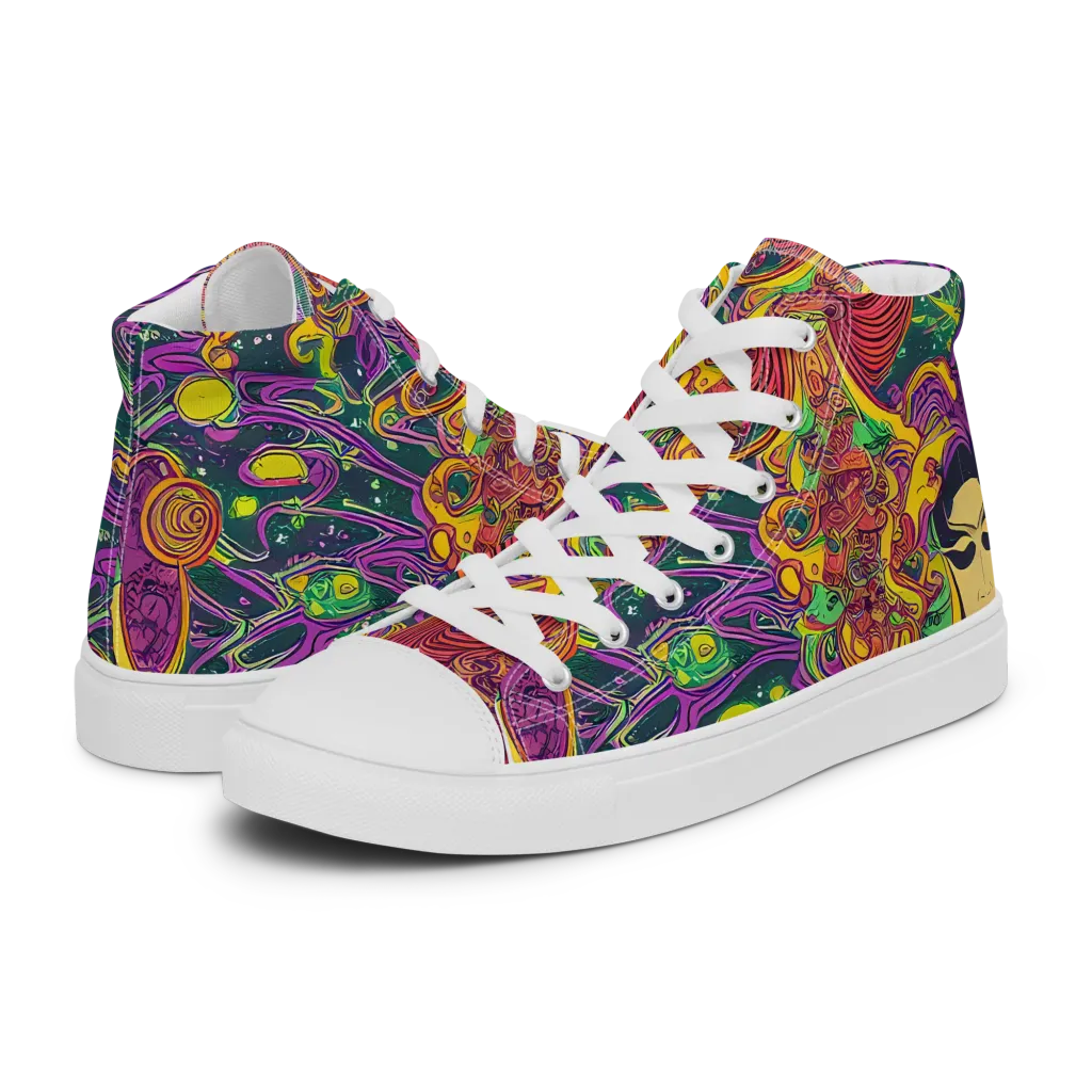Odyssey in Color on Men's High Top Canvas Shoes — Left