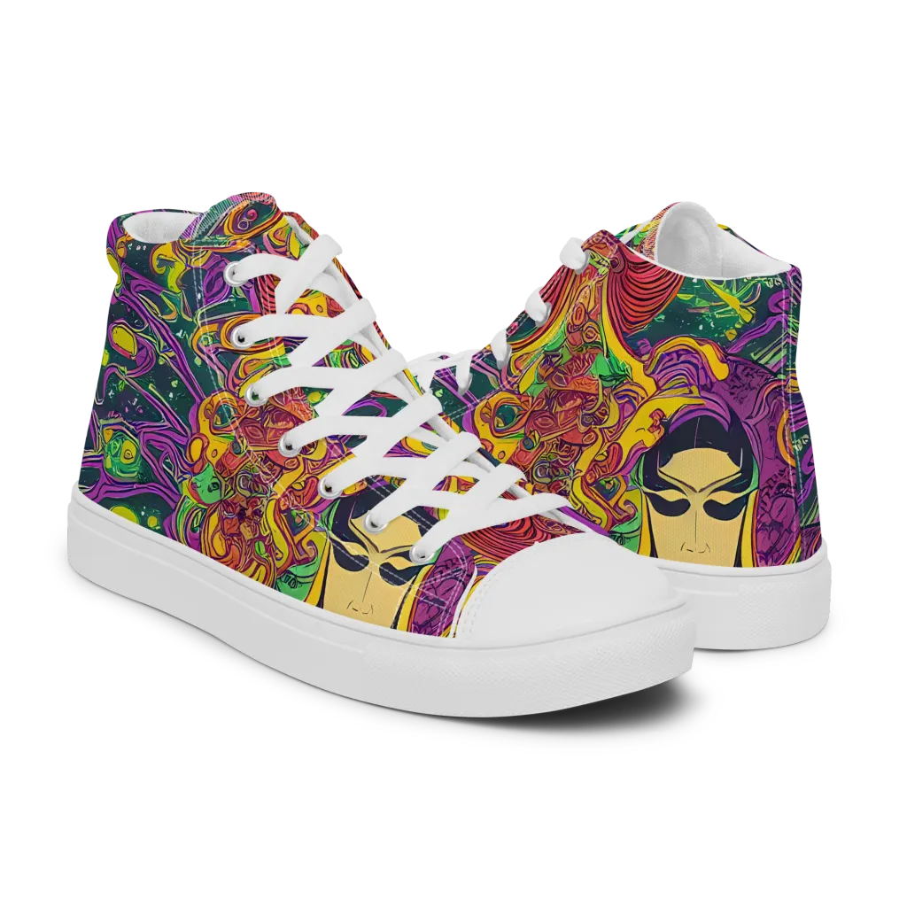 Odyssey in Color on Men's High Top Canvas Shoes — Right