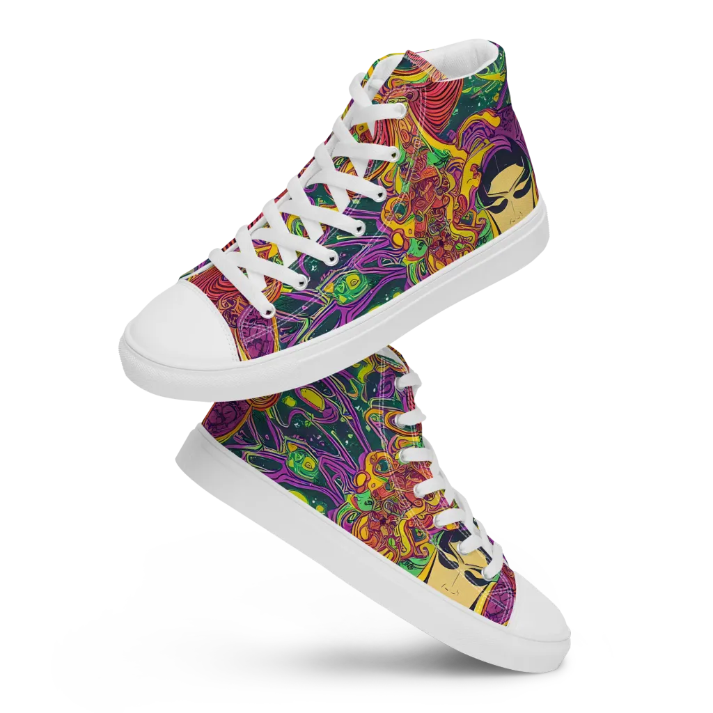 Odyssey in Color on Men's High Top Canvas Shoes — Front