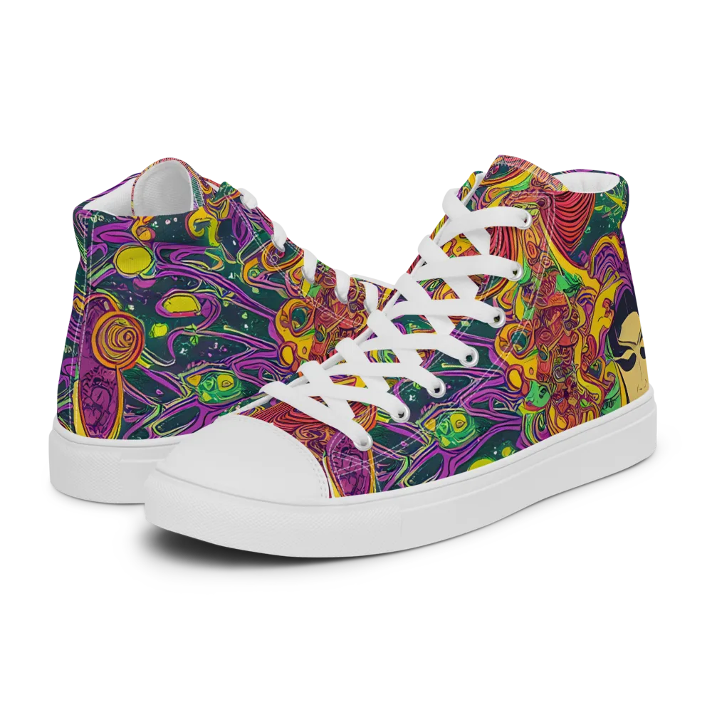 Odyssey in Color on Women's High Top Canvas Shoes — Left