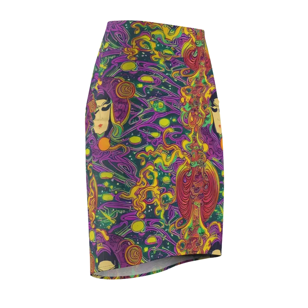 Odyssey in Color on Pencil Skirt — Front Side
