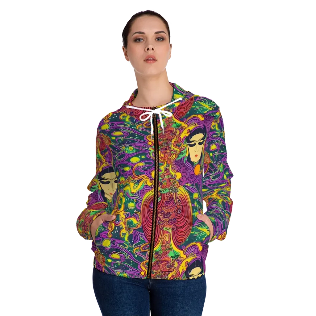 Odyssey in Color on Women's Full-Zip Hoodie — Front On Person
