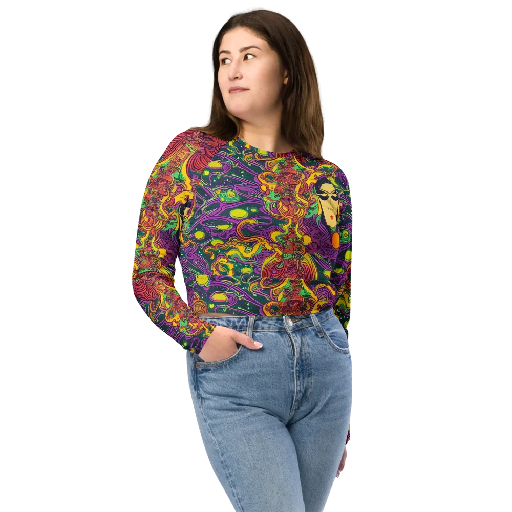 Odyssey in Color on Long Sleeve Crop Top — Front