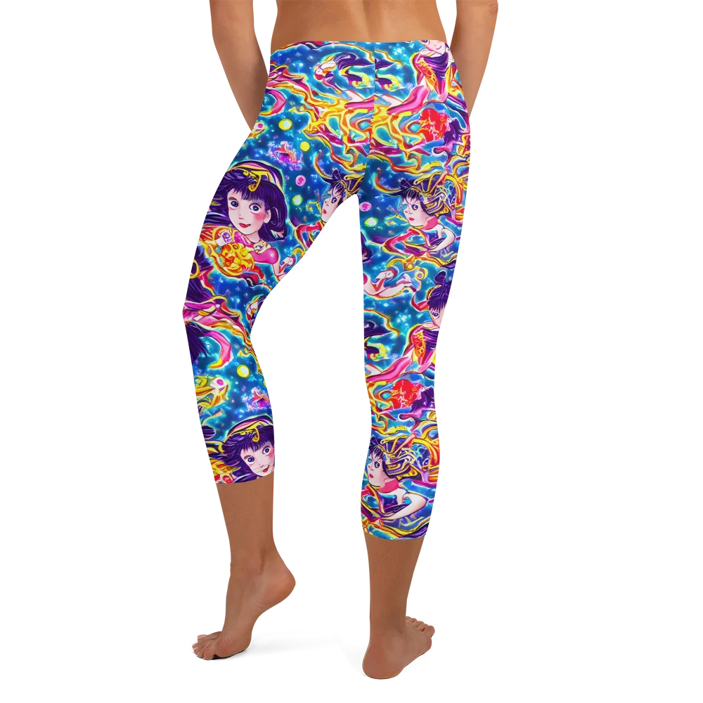 Aquatic Whim on Capri Leggings — Back