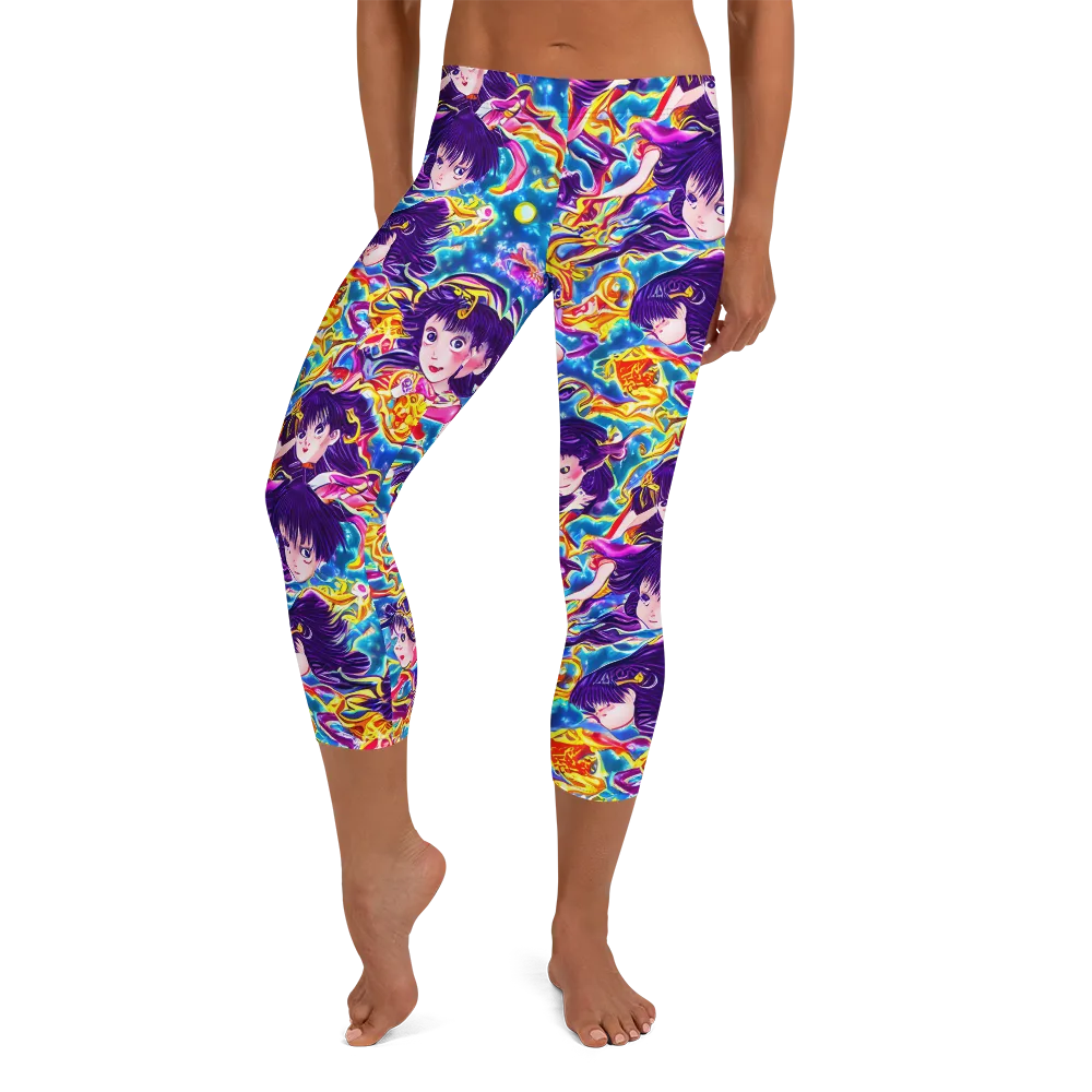 Aquatic Whim on Capri Leggings — Front
