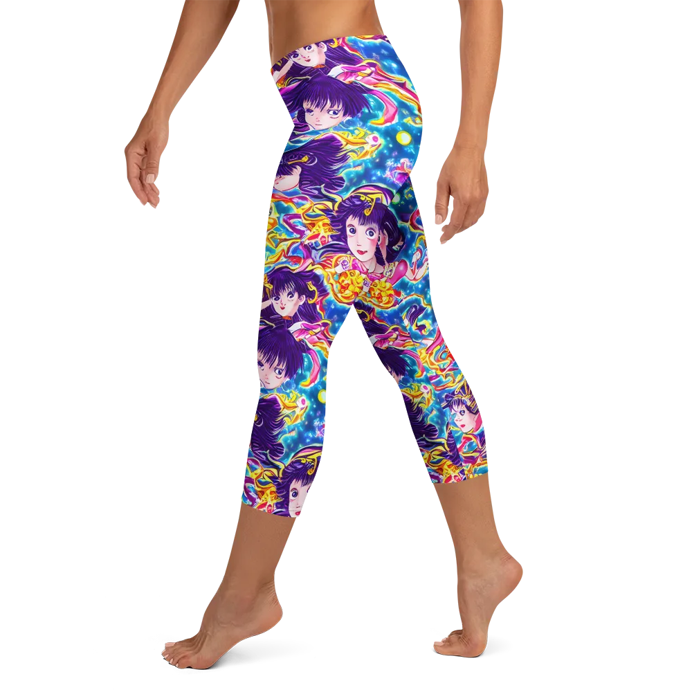 Aquatic Whim on Capri Leggings — Left
