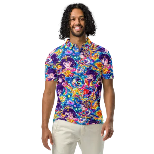 Aquatic Whim on a Men's Slim Fit Polo Shirt
