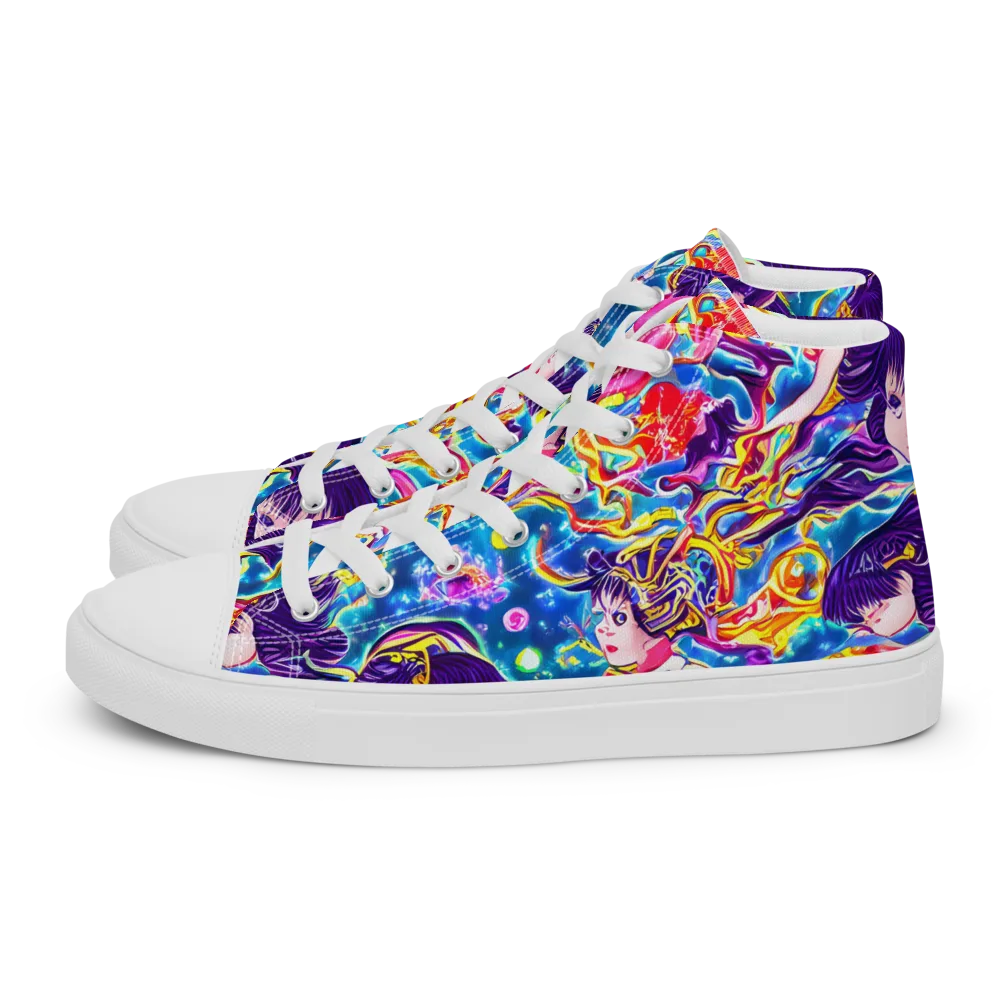 Aquatic Whim on Men's High Top Canvas Shoes — Left