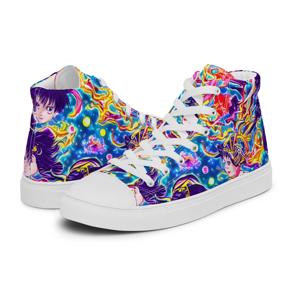 Aquatic Whim on Men's High Top Canvas Shoes — Left