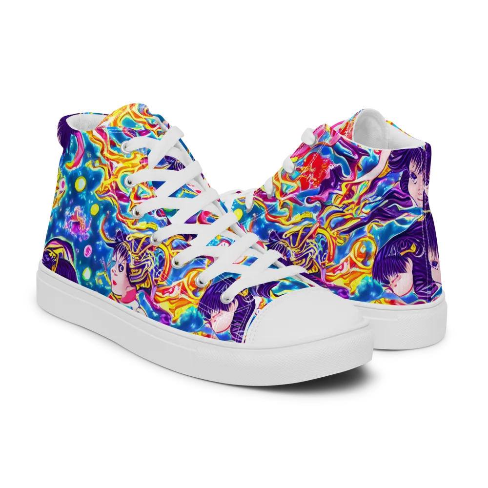 Aquatic Whim on Men's High Top Canvas Shoes — Right
