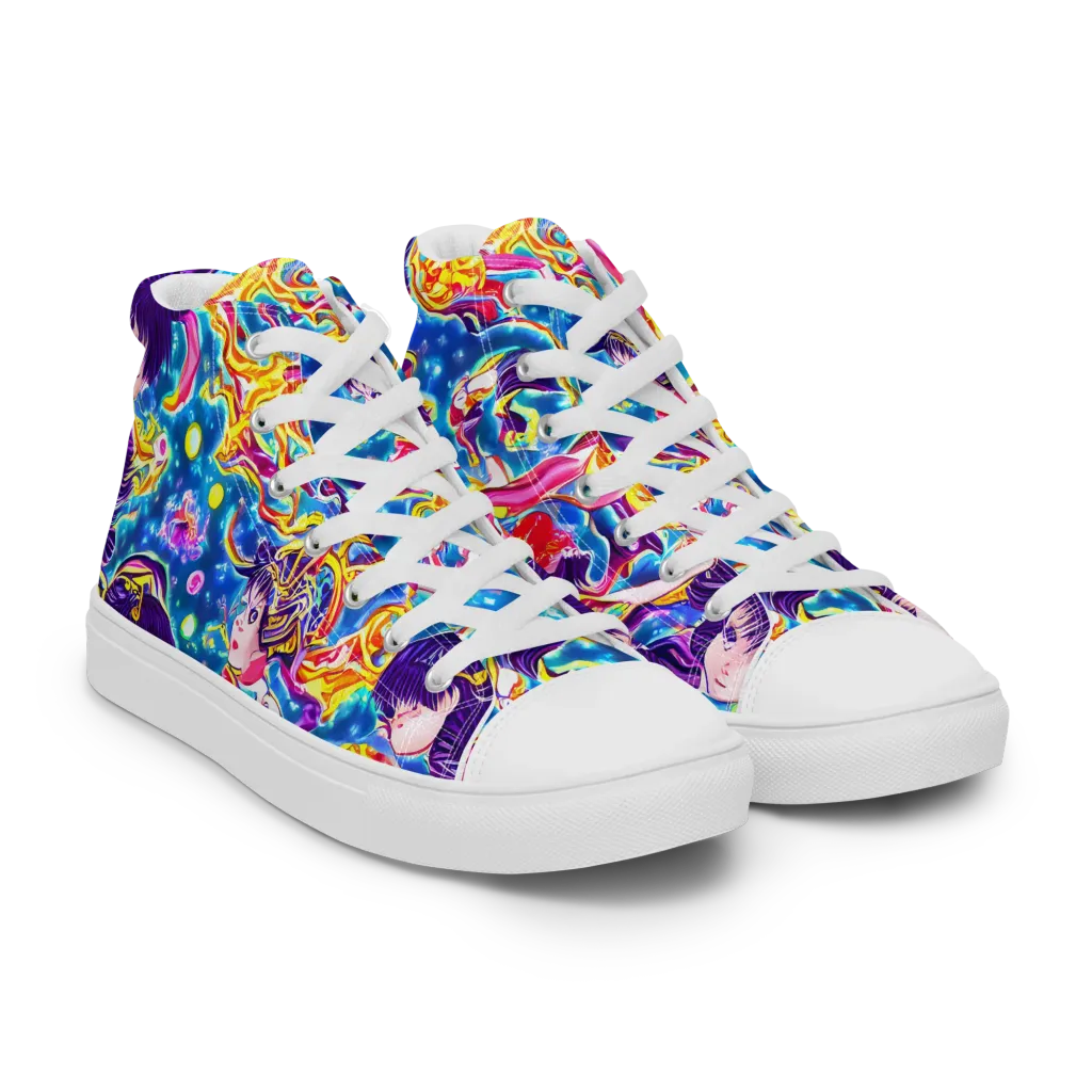 Aquatic Whim on Women's High Top Canvas Shoes — Right Front