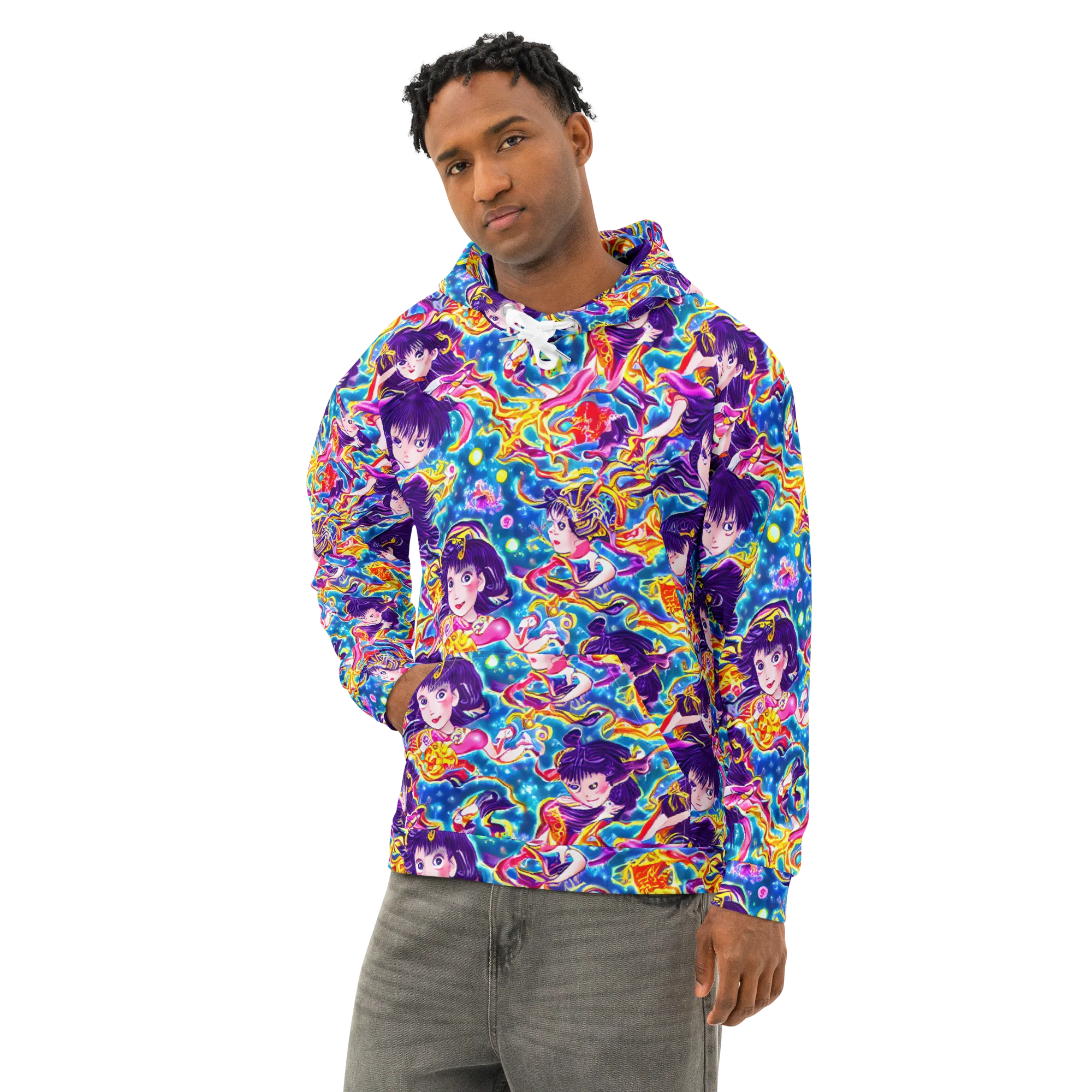 Aquatic Whim on Cotton Hoodie — Left Front