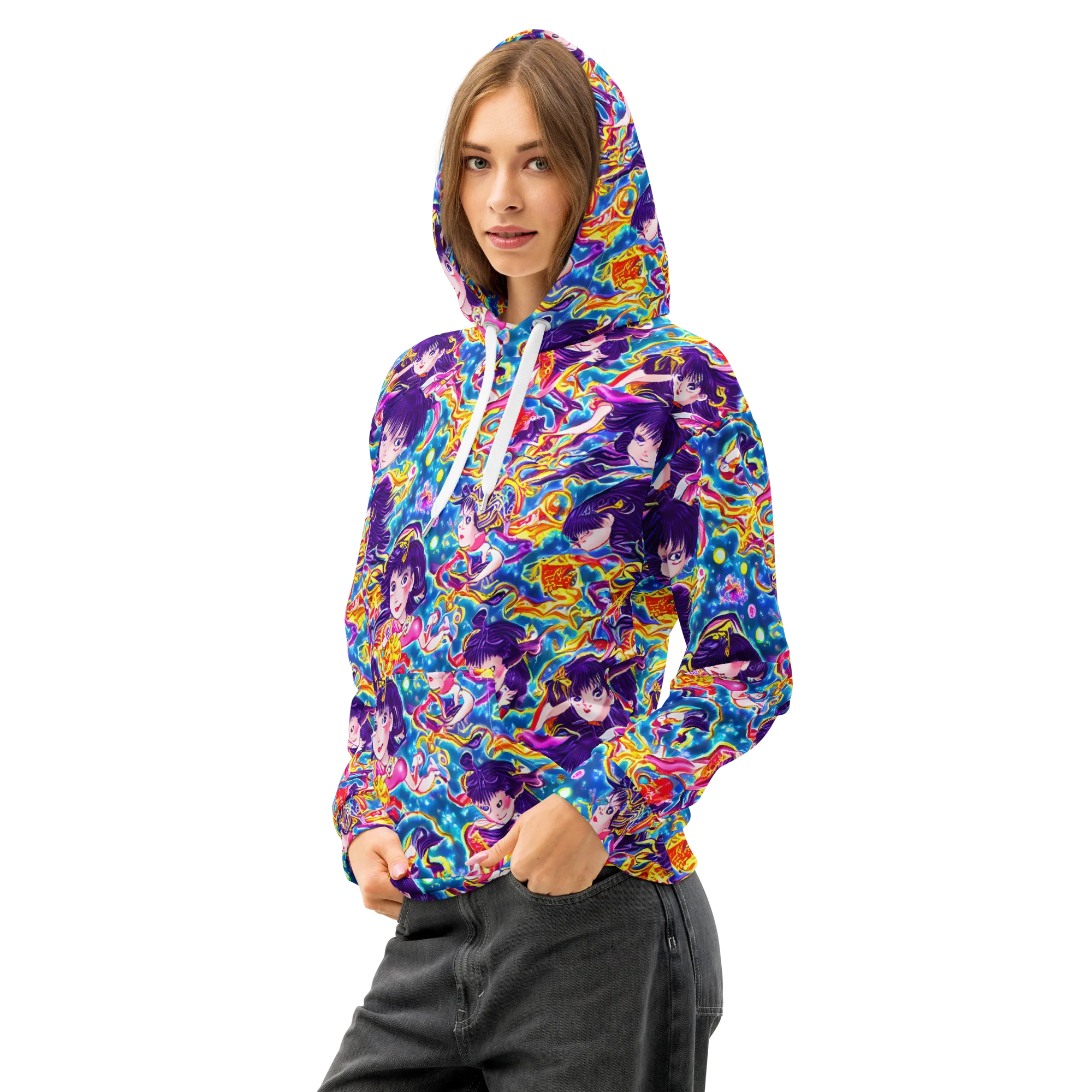 Aquatic Whim on Cotton Hoodie — Left Front